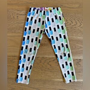 Terez White Rainbow Nail Polish Hi Shine Leggings VGUC